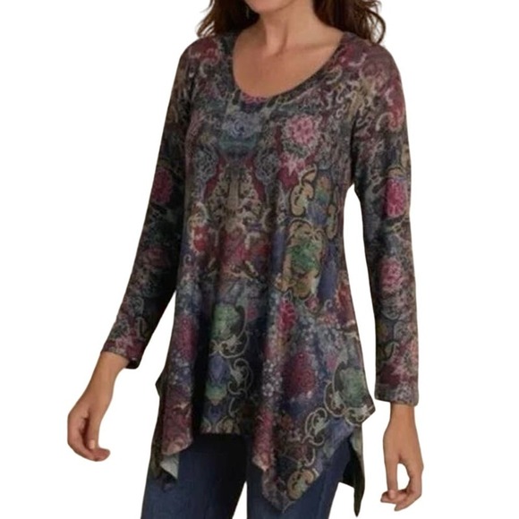 Soft Surroundings Tops - Soft Surroundings Paisley Floral Scoop Neck Flowy Tunic Top - Medium